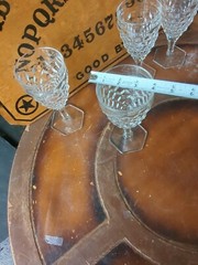 Antique Glasses Fostoria American Hex Foot Water Wine Goblets Set 4