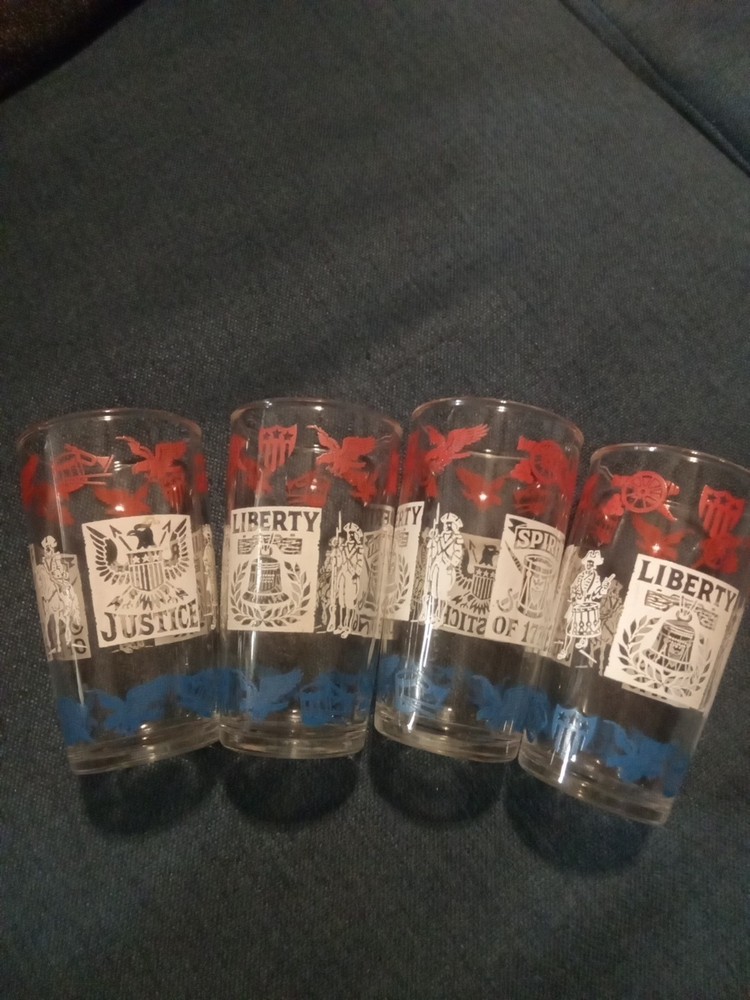 Revolutionary War Commemorative Spirit Of 76’ Glass Tumbler Set of 4