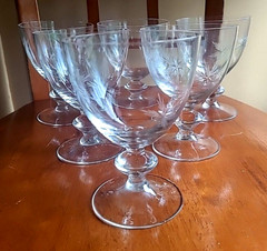 Mid Century Vintage Star Atomic Starburst Water Wine Goblet LOT 6 Knob Stem