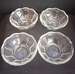Vintage 4 Clear Glass Berry/Dessert Bowls With Scalloped Rim 4.25″ EUC