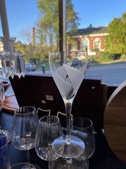LENOX Crystal Made USA Frosted Glass FANLIGHT 7 3/4″h Wine Glass BRAND NEW
