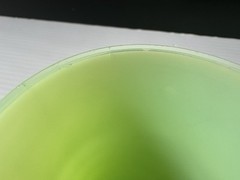 Vtg McKee Flower Band Jadeite Green Uranium Glass 5oz Footed Tumbler VHTF
