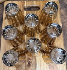 9pc VTG Culver Ltd PISA 22K Gold Old Fashioned Low Ball Glasses Martini Pitcher