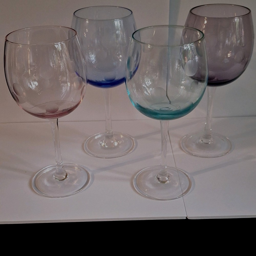 Waterford Crystal Marquis Polka Dot Goblet Wine Glasses Set of Four