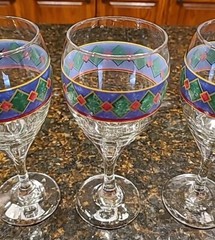 SET (4) Pfaltzgraff AMALFI CLASSIC 12 oz Glass Wine Goblets/Glasses