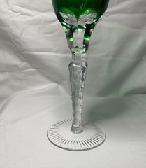 Ajka Marsala Emerald Green Cut to Clear Crystal Fluted Champagne Made in Hungray