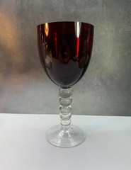 (2) Assorted Deep Ruby Red Wine Glasses. See Description.