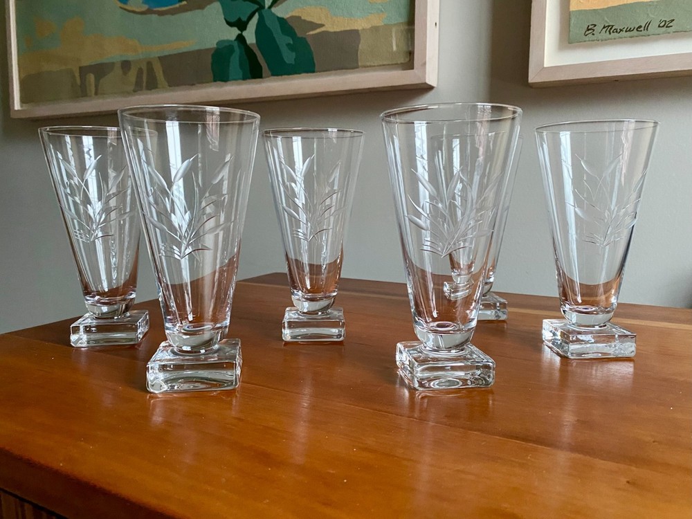 Set of 6 Reizart Ice Tea Glasses in Etched Cattail Pattern – EUC