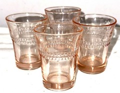 4 Hocking ROULETTE / MANY WINDOWS PINK 2 1/2″ – 1 1/2 OZ WHISKEYS SHOT GLASSES
