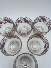 Culver Chantilly Rock Glasses Peony F22K Gold Ornate Mid Century 7oz S/6 C76
