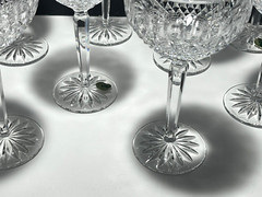 8 WATERFORD CRYSTAL CLARENDON WATER WINE GLASSES ARTIST SIGNED «JIM O’LEARY»