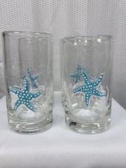 Lenox Nautical Satrfish Pitcher And 4 Matching Glasses, Bubble Glass, Heavy