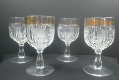 Paneled Thumbprint, # 225, W. Virginia Glass Manf, 4, Goblets, c1899, EAPG, VgCd