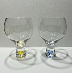 Krosno Clear Bubble Stem Glasses Set of 2 Yellow – Blue