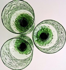 Vintage Lenox Crystal Hand Blown USA Green Art Glass Stemware Set 8 Textured