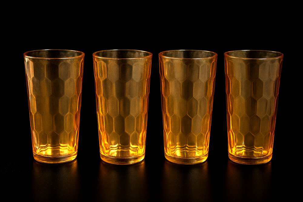 Jeannette Hex Optic Honeycomb Gold Iced Tea Glasses 6.375” – Set of 4
