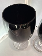 Black Wine Glass or Water Goblets w/ Clear Ball Stem Set 2, 16 oz Dk Red W/ Lite