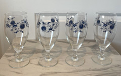 SET OF 4 Blue Danube Blue Onion Iced Tea Glass Water Goblet Stemware 7 5/8″