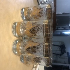 6 VINTAGE Culver Starlyte 22K ROSES 5 1/2” Tall Highball Holds 10 Ounces $40 set