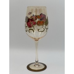 Pfaltzgraff Plymouth Leaf Luster Wine Glasses Set of 4 Thanksgiving Fall New