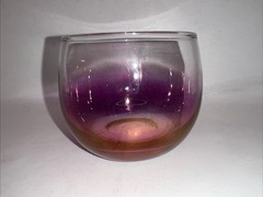 Vintage Rose Pink Ombre Glass Tumblers Roly Poly Cocktail Barware