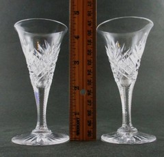 2 antique ABP Cut Glass CORDIALS – Flared Bowl Trumpet shape – 1 oz., 4.5″ tall