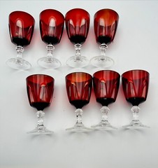 Cristal D’Arques Durand Red Gothic Cordial Glasses 3.25″ France Set of 8