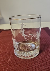 1 Ice Skating Low Ball Glasses Olympics Canada Gold Rim 4” T