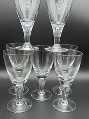 7 Skruf Clear Teardrop Air Bubble 6 oz Stockholm Wine Glasses 5 3/4″ Holiday