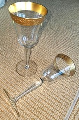 GLASTONBURY/LOTUS ‘Rambler Rose’ (#1125) 22K Gold Water Goblet 8″ 10oz. c. 1960s
