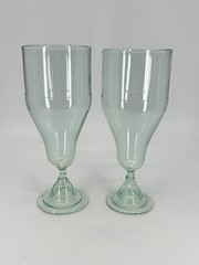 2 Antique handblown rum runner glasses Pale green 1930s Barware 7.25″H Vintage