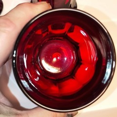 4 VTG GEORGIAN RUBY RED ANCHOR HOCKING HONEYCOMB TUMBLERS 5″
