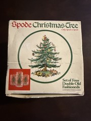 Spode Christmas Tree Double Old-Fashioned Glasses Set Of 4 USED