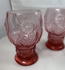 Set Of 3 Anthropologie Retired HELIANTHUS Pink Water Goblet Glass 5”