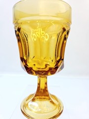 VTG Anchor Hocking Fairfield Amber Gold Wine Goblets MCM Stem Glasses Set of 4