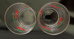 Set of 2 Ribbed Cherry Cherries Double Old Fashioned Glasses Nice!