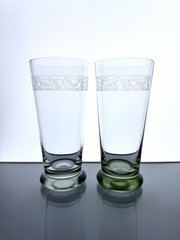 Wedgwood Sarahs Garden – 16oz Green Glassware Tumblers 6 7/8″, Set of 2