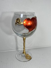 Uno Alla Volta Amedeo Hand-Gilded Valentine Hearts Wine Glass Goblet Verona Ital