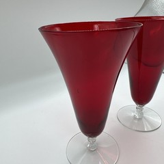 MORGANTOWN GLASS CO. PARMA SPANISH RED #7625 13-OUNCE FOOTED ICED TEA TUMBLER!