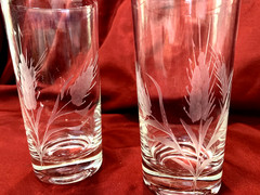 Vintage Wheat Etched Highball Glasses Set of 2
