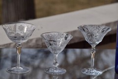 MARTINI TIME! 4 Mis-Matched Vintage Etched Cocktail ~ Martini Glasses