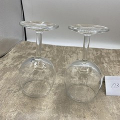 Stemmed Wine Glasses, Clear Glass, 5.5” Tall-Set Of 2
