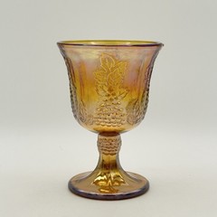 Vintage Indiana Glass Iridescent Amber Harvest Grape Goblet 7 Oz Very Pretty