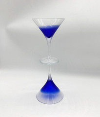 BLOCK Rainy Day Fashioned Frosted Cut to Clear Crystal Martini Glass 2pc Set