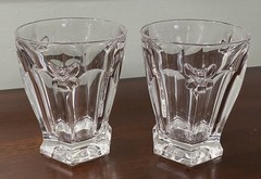 Vtg 2 Lenox Butterfly Meadow 4 3/8” Double Old Fashioned Rock Glasses 3D Bee