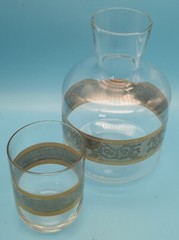 Vintage Bedside Pitcher Tumble Up with Glass Vintage Carafe