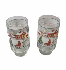 1 Vtg Sango Silent Night Christmas Glasses Large Tumbler Holiday Barware 12 oz