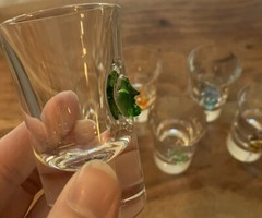 Set of 6 SALVIATI Crystal Vodka Shot Glasses with Colorful Faces ~ Unique!