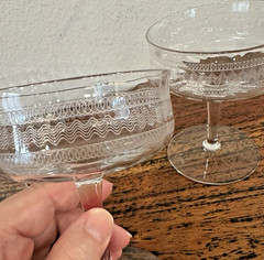 Vintage Delicate Stemmed Coupe Champagne Pedestal Glasses – Set of 3