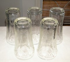 Vintage Set 5 Indiana Glass RECOLLECTION CLEAR FLAT TUMBLERS Iced Tea 14oz 6in